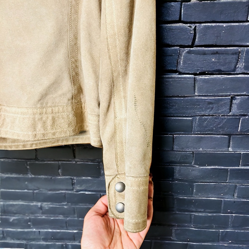 Banana Republic Cream Tan Suede Leather Moto Jacket | Size PXS | - Picture 8 of 16